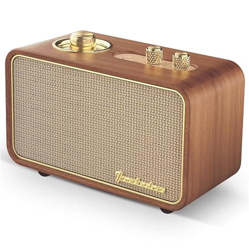 TRENBADER Retro Bluetooth Speaker Vintage Bluetooth Speaker Small Wireless Old Fashion Style, AM/FM Tunning Dial,Electronics for Home, Perfect for Cafe,Restaurant,Vintage Store, Bedroom(Retro Wood) thumbnail 2