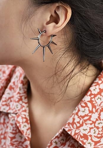 Sacina Gothic Punk Spike Earrings, Zinc Alloy Spike Earrings Pendant, Goth Jewelry Gift for Women, Men, Christmas Gift For Women, Men thumbnail 2