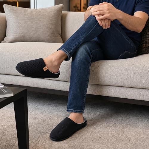 VeraCosy Men's Cozy Slip-on Slippers Corduroy Memory Foam Indoor House Shoes thumbnail 2