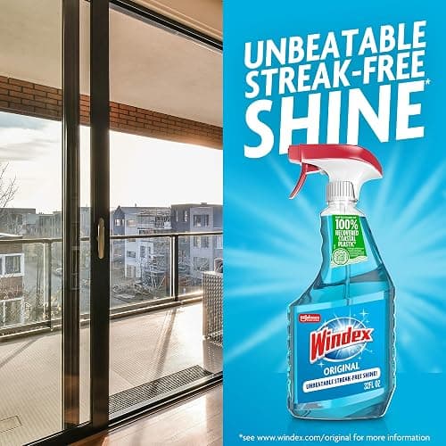 Windex Glass and Window Cleaner Spray Bottle, Packaging Designed to Prevent Leakage and Breaking, Surface Cleaning Spray, Original Blue Scent, 23 Fl Oz thumbnail 4