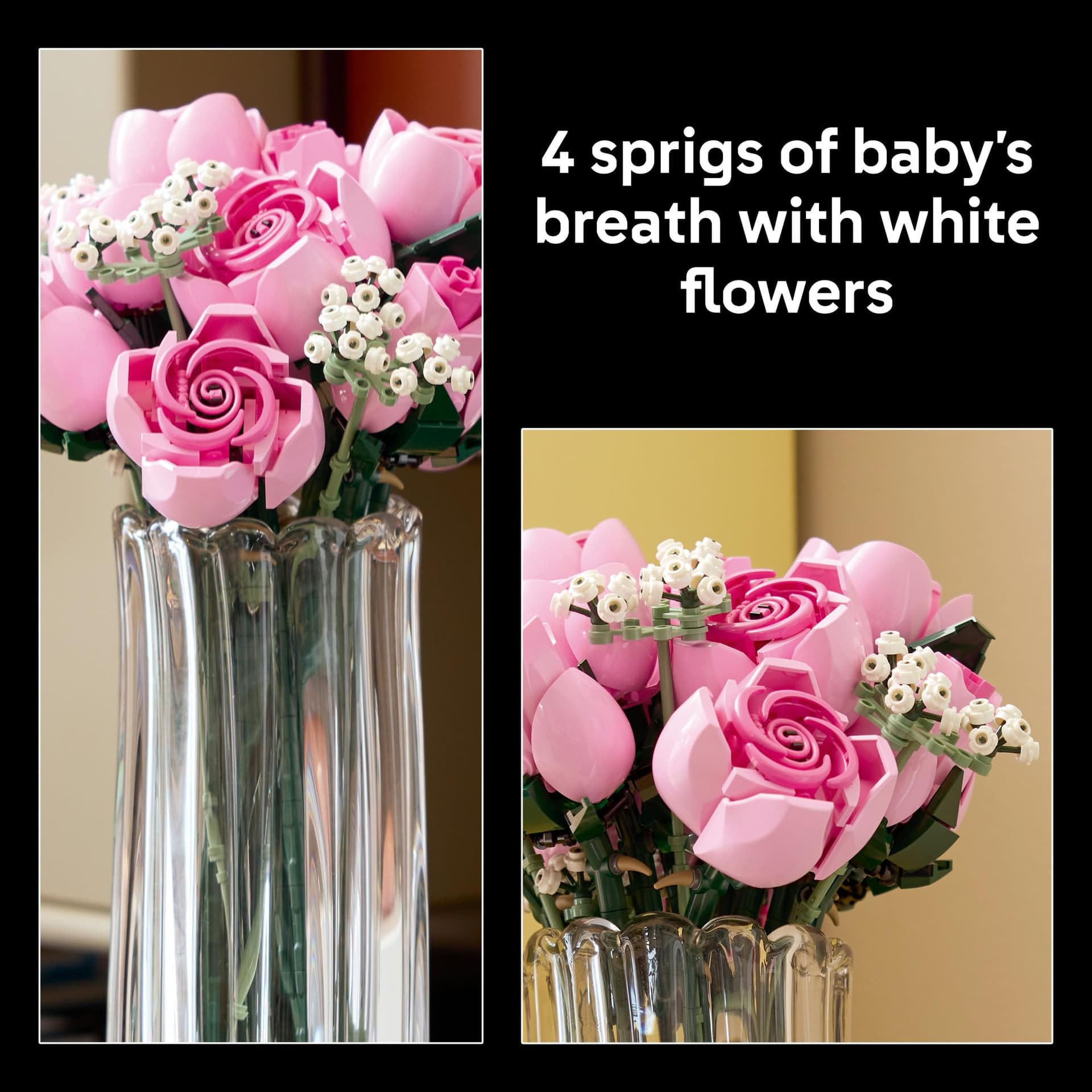 LEGO® Botanicals Bouquet of Pink Roses 10374 Decorative Flowers Building Kit for Adults, Floral Decor, Buildable Flower Arrangement, Mother’s Day, Valentine’s or Birthday Treat for Women and Men thumbnail 4