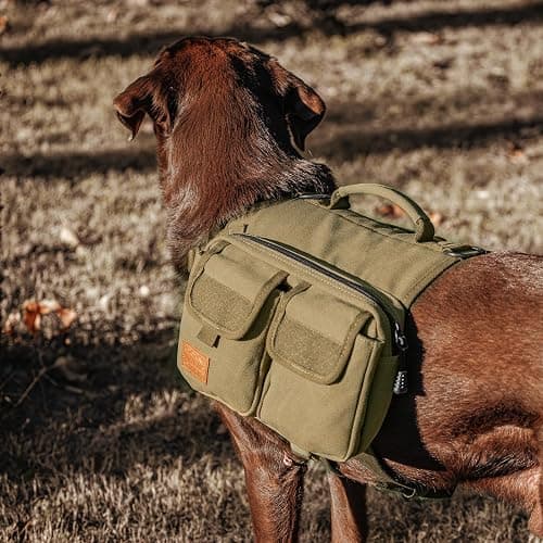 ONETIGRIS Dog Hiking Backpack, Dog Pack for Medium Large Dogs, HOPPY CAMPER 3.0 Dogs Saddle Bag Harness Outdoor Hiking (M, Brown) thumbnail 5