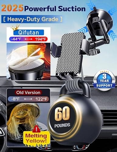 Qifutan Dash Mounted Holders Phone Holders for Your Car Phone Mount for Car Windshield Dashboard Air Vent Universal Desk Mounts Hands Free Automobile Cell Phone Holder Fit for iPhone Smartphone thumbnail 3