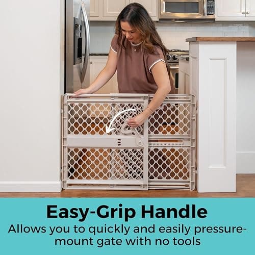 Toddleroo by North States - Supergate Ergo Baby Gate: Plastic Baby Gate for Stairs & Doorways - Adjustable Indoor Safety Gate - Made in USA - 26 to 42 Inches Wide - 26 Inches Tall - Sand thumbnail 5