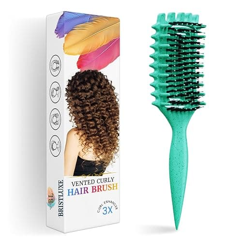 Curl Defining Brush for Curly Hair, Ultimate Vented Hair Brush with Boar Bristles, Unisex Styling and Detangling,Shaping and Defining Curls brush Reduce Pulling, Ideal for All Hair Types (Teal) - Image 1