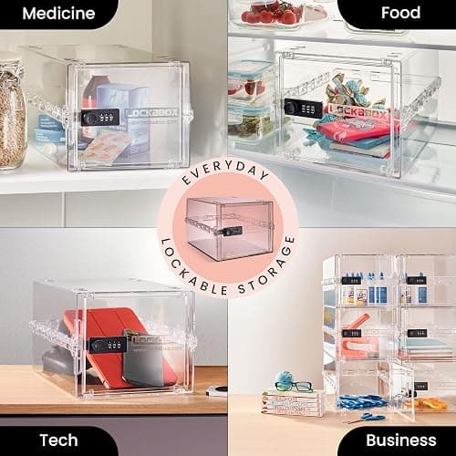 Lockabox One™ | Premium Lock Box | Medium Combination Lock Box For Food, Medicine & Home Safety | External Size 12 x 8 x 6.6 inches (Crystal) thumbnail 4