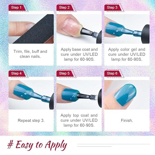 JODSONE 60 PCS Gel Nail Polish Starter Kit With U V Light 55 Kinds Of Color Glitter Gel Polish No Wipe Base And Glossy Matte Top Coat Easy To Apply thumbnail 7