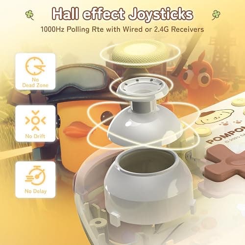 Kuitmor Yellow Switch Controller,Yellow Dog Hall Effect Controllers Wireless for Switch 2/1/OLED/Lite,PC,Android,iOS, Bluetooth + Wired + 2.4G Receiver,1000mAh Battery,6-Axis Gyro,Dual Vibration,RGB Breathing Light thumbnail 5