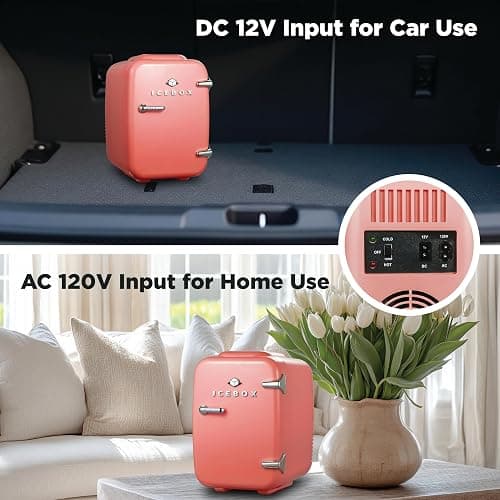 ICEBOX IBMF4BLS Mini Fridge For Bedroom, Skincare Refrigerator, Portable Cooler & Warmer for Makeup, for Office & Home, Mini (4 L / 6-Can), Blush Red thumbnail 5