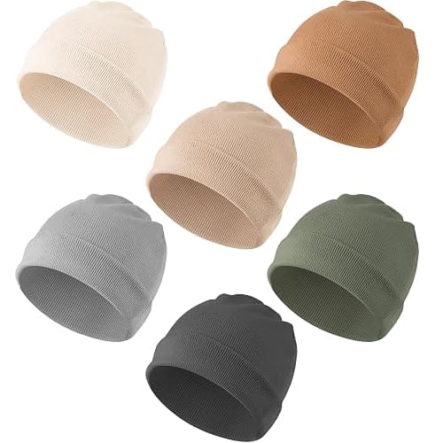 Konssy 6 Pack Baby Beanie Hats for Unisex, Toddler Beanies Baby Girl Boy Hat Warm Cap for Infant, Toddler - Image 1