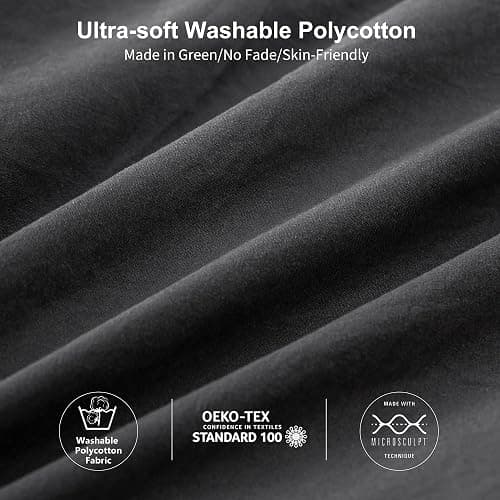 BOHOPOPM Ultra-Soft Cozy Polycotton Bedding Comforter Queen Set - Comfy Fluffy Down Alternative Comforter Queen Size with 2 Pillow Case - Lightweight but Warm Bed Blanket All Season - Dark Gray thumbnail 7