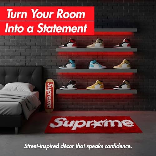 HMZA Supreme Rug for Cool Room Decor – Soft Microfiber Cute Mat for Aesthetic Room Decor - 47" x 18" Non Slip Hypebeast Rug for Bedroom - Machine Washable Gamer Mat for Boys Cool Stuff thumbnail 3