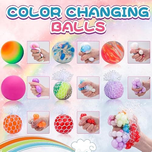 36 Pack Stress Balls, Squishy Balls, Squishy Fidget Stress Relief, Squeeze Ball for Adults Stress Relieve, Prize Box for Friends, Party Favors thumbnail 4