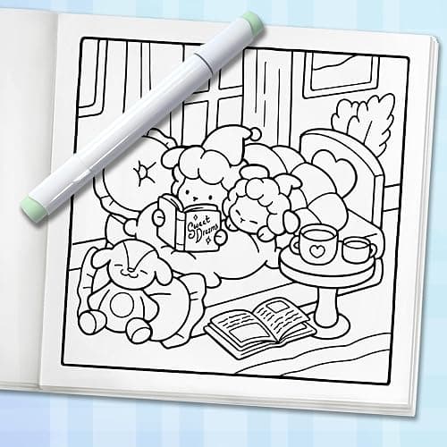 Comfy & Cozy: Coloring Book for Adults and Teens with Cozy Scenes and Cute Animal Characters for Relaxation thumbnail 6