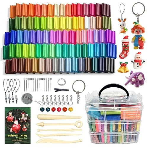 Xltionomix Polymer Clay Set, 82 Farben,mit 5 Werkzeugen & Zubehör | DIY Modelling Clay Oven Baking Clay Kit, 20 g/Block Soft Modeling Clay Kit, für DIY Schmuck Design, Skulptur, Home Decoration - Image 1
