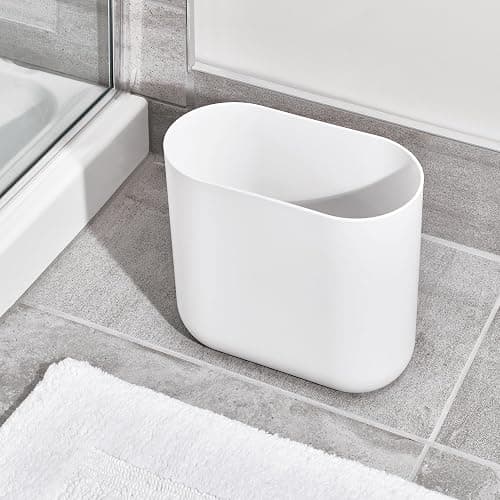 iDesign Small Slim Plastic Bathroom Trash Can, Garbage Can for Bedroom, Office, Desk, Dorm, White thumbnail 7