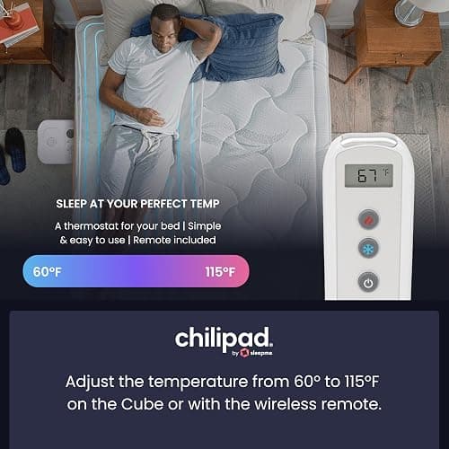 Chilipad Cube Bed Cooling System - Cooling & Heating Mattress Topper, Custom Bed Temperature, Cool Sleep Enhancement, Temp Range of 60-115°F, ME Half King or TwinXL Size (38" W x 80" L), Model: CP502 thumbnail 3
