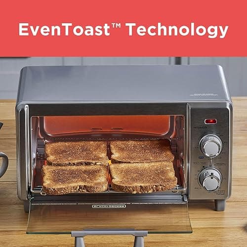 BLACK+DECKER Crisp 'N Bake Air Fry Countertop Convection Toaster Oven, Medium Capacity, 4-Slice, 5-in-1, Fits 9” Pizza, 30-Min Timer, Bake, Broil, Air Fry, Toast, Keep Warm, Stainless Steel thumbnail 7