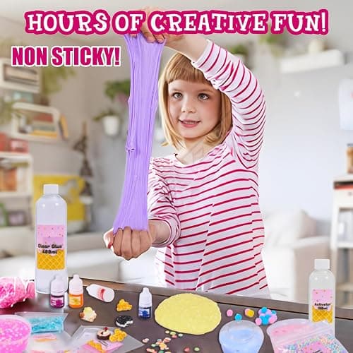 Unicorn Slime Making Kit for Girls - DIY Fluffy Slime Creation Kit with Super Birthday Party Favors thumbnail 2