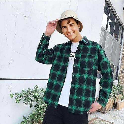 DOKKIA Men's Casual Dress Long Sleeve Buffalo Plaid Checkered Fitted Flannel Shirt thumbnail 3