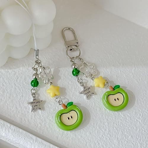 Nalefow 2PCS Cute Phone Charms Aesthetic Y2k Pink Guitar Strawberry Star Phone Straps Key Chains for Keys Bags Camera thumbnail 2