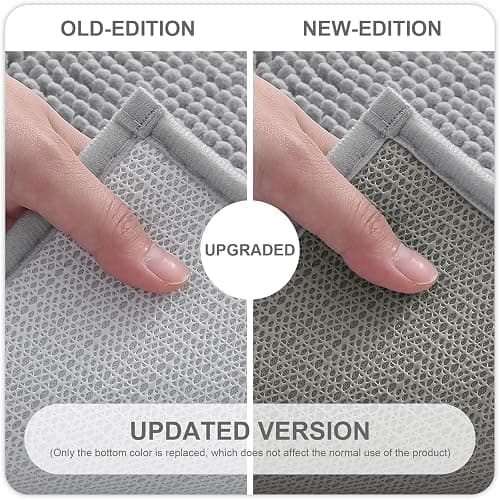 Kitinjoy Non Slip Chenille Bath Mat, Extra Soft Bathroom Mat, Super Absorbent Fluffy Bath Mats for Bathroom, Machine-Washable Quick Dry Bath Rug Foot Mat, 16"x24", Grey thumbnail 8