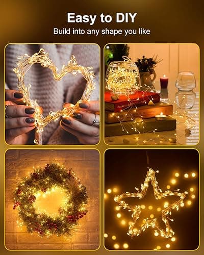 Fairy Lights Battery Operated, 60 LED Fairy String Lights Waterproof Silver Wire 5 Feet Firecracker Starry Light for DIY Wreath Home Wedding Party Bedroom Mason Jar Holiday Christmas Decorations thumbnail 2