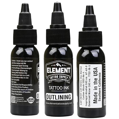 Element Tattoo Supply Nighthawk Black Tattoo Ink Vegan Professional 1oz | cruelty free formula, made in usa, richly pigmented for bold lines, smooth consistent flow, safe for human skin thumbnail 7