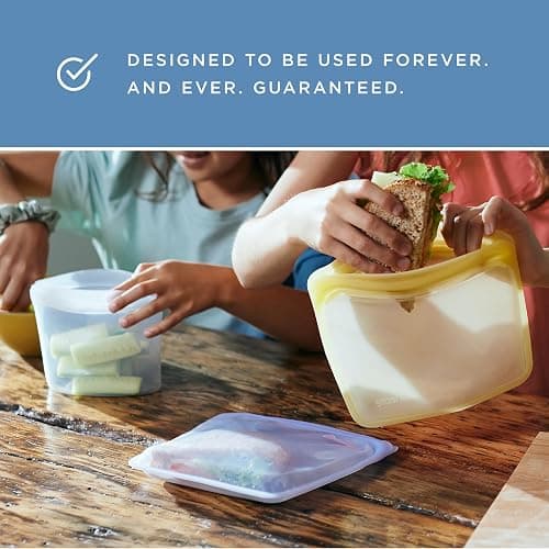 Stasher Premium Silicone Reusable Food Storage Bags, 6-Pack, Clear, Multi-Use Food Storage Bags, Lunch Bag, Travel Containers, BPA Free, Leak-free, Dishwasher-Safe, Eco-friendly thumbnail 9