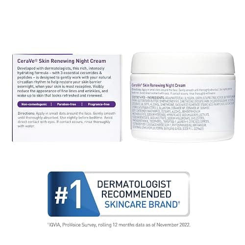 CeraVe Skin Renewing Night Cream, Peptide Complex, Hyaluronic Acid & Ceramide Moisturizer for Face, 1.7 Ounce thumbnail 5