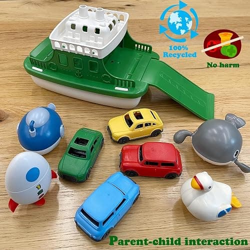 OKGIUGN Ferry Boat Toys Set with 4 Cars and 4 Wind Up Bath Swimming Toys, Kids Bath Toy Floating Vehicle Whales Submarines Swans Rockets, Bathtub Bathroom Pool Beach Toys for Toddlers Boys Girls Kids thumbnail 6