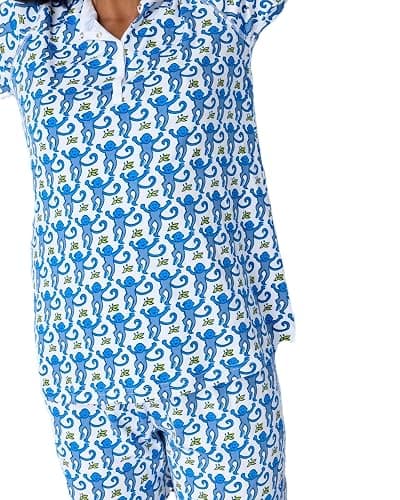 HMPEAIIY Womens Henley Pajamas Set 2 Piece Long Sleeve Monkey Print Lounge Sets Preppy Sleepwear Pjs for Vacation Party thumbnail 4
