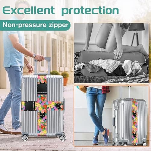 Slohif Luggage Straps for Suitcases Travel Belt Accessories Luggage Connector Identifiers 2 Pack Over Handle with Buckle Unique Nylon Adjustable Strap for Sleeping Bag Car Seat Cat thumbnail 5