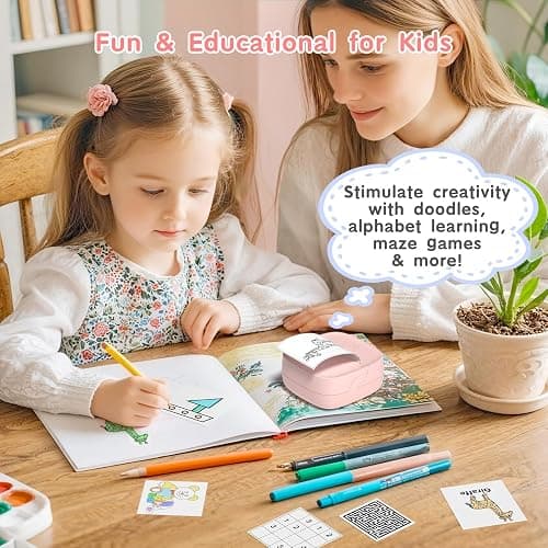 Gloryang JD-23 Sticker Printer, Mini Portable Thermal Printer Print Pod, Inkless Bluetooth Label Maker Machine for DIY Crafts, Journaling, Office & Home Use, 2 Rolls Sticker Paper, Pink thumbnail 5