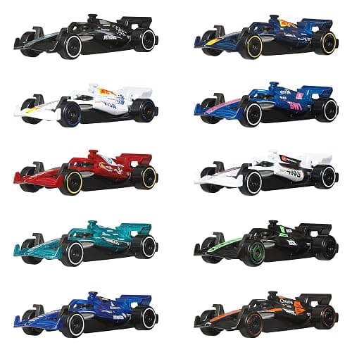 Hot Wheels Formula 1 2025 Pack de 10 | Set de 10 coches de carreras 1:64 de metal, cada equipo F1, detalles realistas, JMM24 thumbnail 2