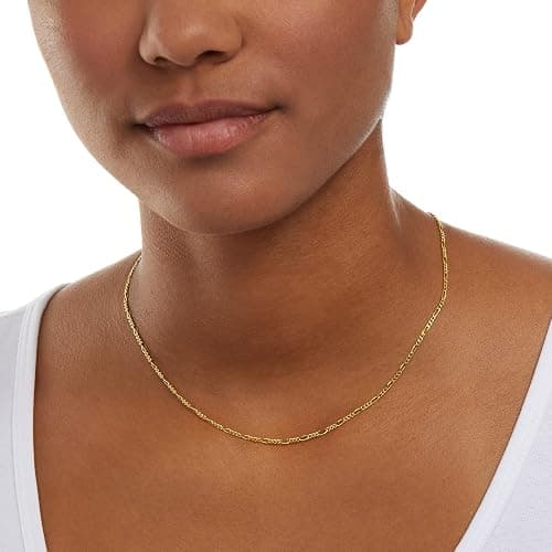 Amazon Essentials 14k Gold or Sterling Silver Plated Figaro Chain Necklace thumbnail 2