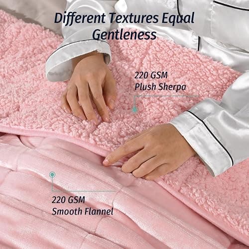 Wemore Sherpa Fleece Weighted Blanket for Adult, 15 lbs Dual Sided Cozy Fluffy Heavy Blanket, Ultra Fuzzy Throw Blanket with Soft Plush Flannel Top, 60 x 80 inches, Pink on Both Sides thumbnail 2