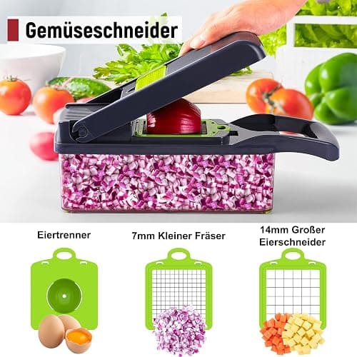 16 in 1 Vegetable Cutter, Multifunctional Vegetable Cutter, Vegetable Chopper, Dicer with 7 Interchangeable Blades, Vegetable Slicer Dicer for Slicing Fruit Vegetables, Carrot, Potato, Onion, Garlic thumbnail 4