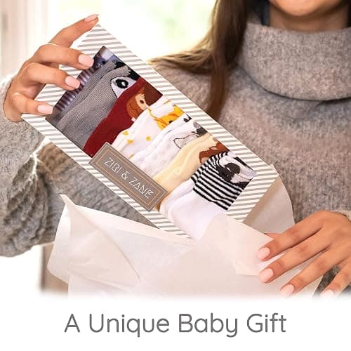 ZIRI & ZANE Baby Sock Gift Set - 7 Unique Pairs, Cute & Funny Unisex Newborn Gifts for Baby Showers & Registries thumbnail 2