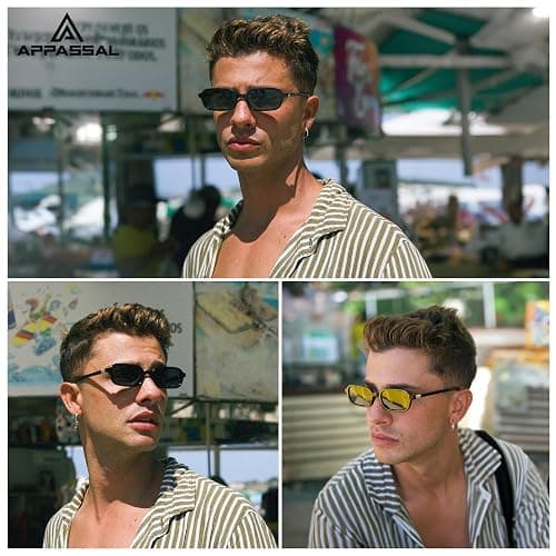 Appassal Retro Rectangular Sunglasses for Women Vintage Fashion Trendy Funny Small 90s Square Sunnies 2025 AP3698 thumbnail 3