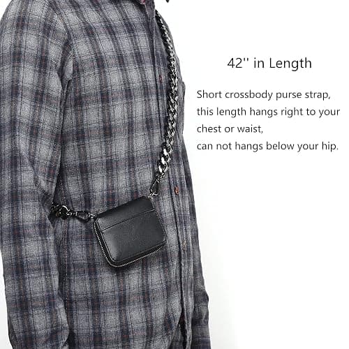 Yichain 42''Substantial Big Metal Cross-Body Chain Purse Strap Replacement for Mini Wallet,Waist Pack,Chest Bag - Black Grey - Large thumbnail 7