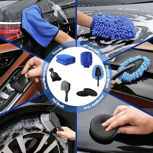 Qydipclin 45Pcs Car Detailing Kit, Car Detailing Brush Set, Car Wash Cleaning Kit, Car Detailing Brushes, Professional Car Care Kit for Interior Exterior Wheels, Blue thumbnail 7
