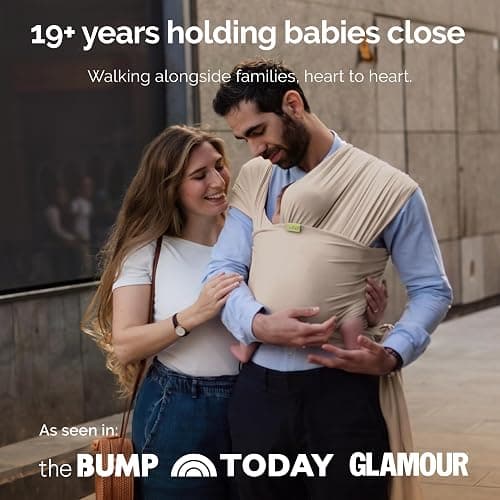 Boba Baby Wrap Carrier – Original Baby Sling Carrier for Newborns (7–35 lbs), Soft, Secure, Hands-Free & Ergonomic, Ideal for Comfortable Bonding, New Parents (Beige) thumbnail 8