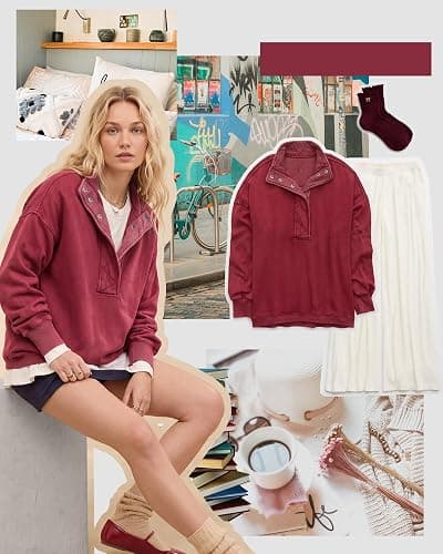 Gacaky Sweatshirt for Women Oversized Henley Neck Pullover Top Fall Outfits | Oversized Silhouette, Quilted Placket Detail, Henley Sweatshirt, Comfort Soft Sweaters, Fall Winter Fashion Outfits Clothes thumbnail 2