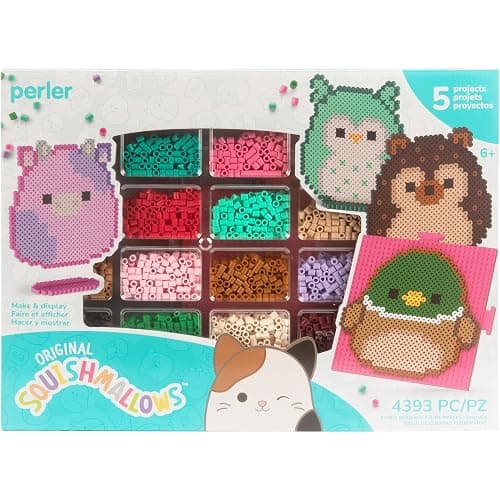 Perler Squishmallows Fused Bead Activity Kit with 5 Unique Patterns, Finished Project Sizes Vary, Multicolor 4393 Pieces - Squishmallows - Image 1