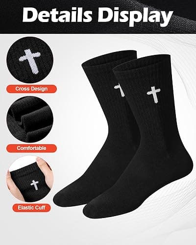 Shihanee 12 Pairs Cross Socks for Men Religious Christian Pastor Elastic Crew Socks Christian Gifts for Men thumbnail 4