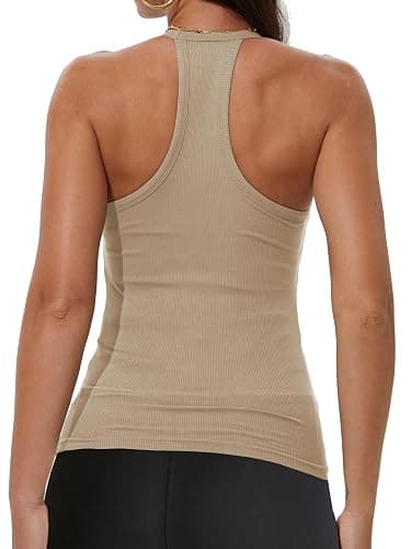 iGENJUN Workout Tops for Women Racerback Basic Tank Summer 2025 Camisole V Neck Slim Fit Ribbed Sleeveless thumbnail 2