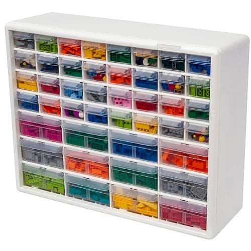 Akro-Mils 44-Drawer Plastic Drawer Storage Cabinet for Garage Organization, Bead Organizer, Building Bricks Storage, Teacher Toolbox, Makeup Organizer, 20" W x 6" D x 16" H, 10144 White thumbnail 9
