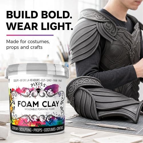 Moldable Cosplay Foam Clay (White) by Pixiss (300 Gram) Cosplay Foam Clay - High Density and Perfect for Intricate Designs | Air Dry | Great for Cutting with Knife or Rotary Tool, Sanding or Shaping thumbnail 6
