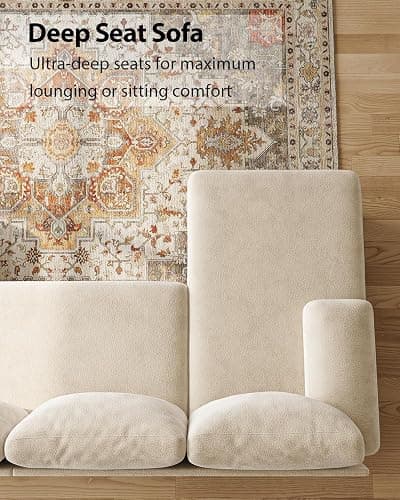 TROMIRY U-Shaped Sectional Couches for Living Room | 112 Inch Modern Sectional Couch | Warm White Chenille Sofa with Double Chaise for Apartment thumbnail 5